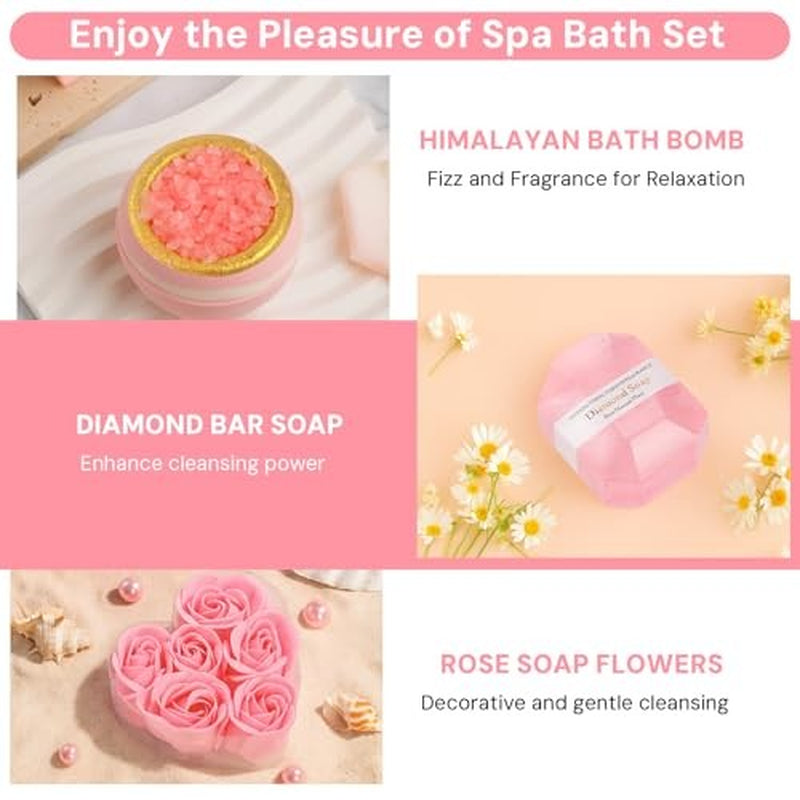 Self Care Gifts Get Well Soon Birthday Gifts for Women, Relaxing Rose Spa Pink